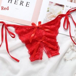 Crotchless Underwear Bowknot Lace